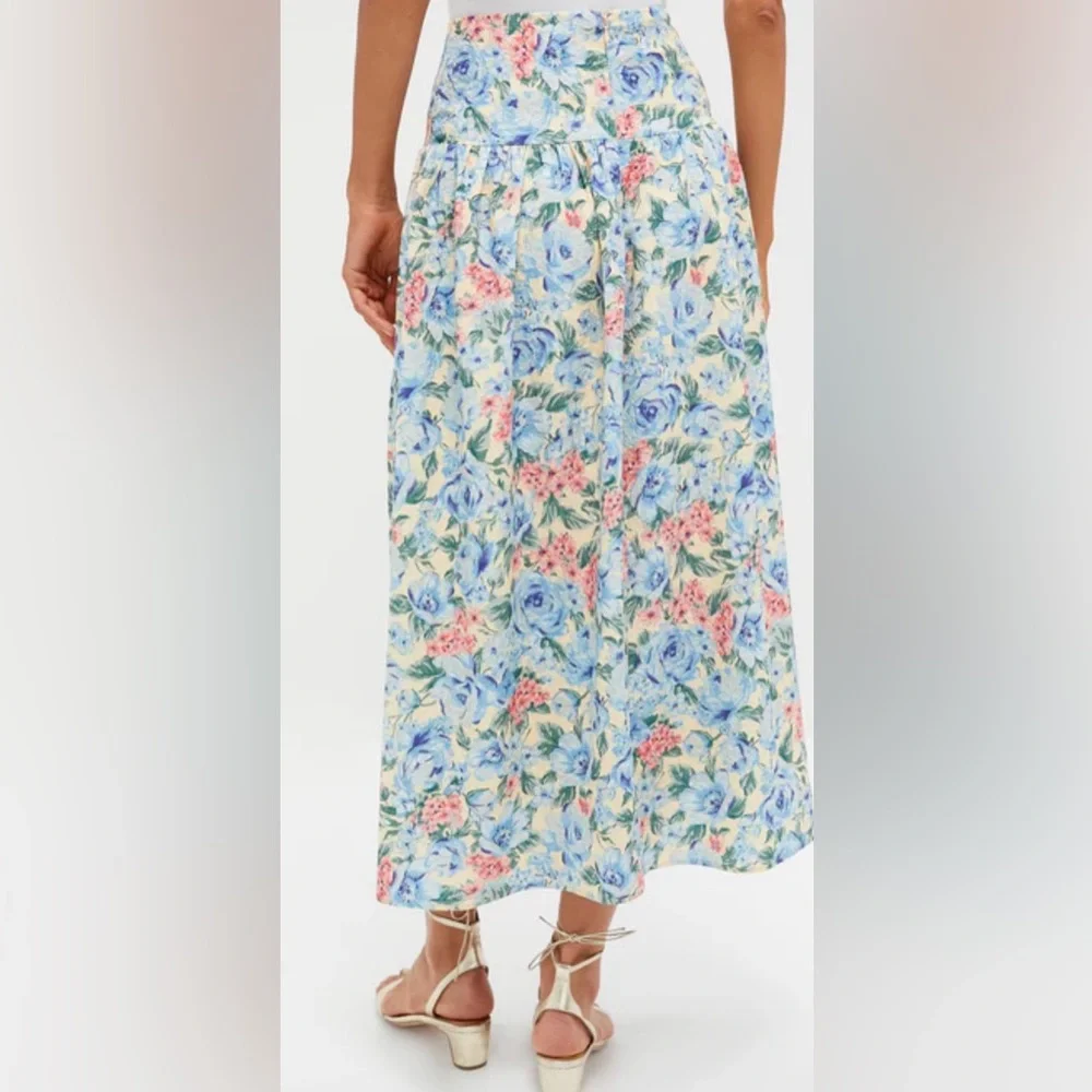 Tuckernuck MOON RIVER Blue Multi Maxi Skirt and Cropped Tank. Floral Skirt Set. - Picture 7 of 13